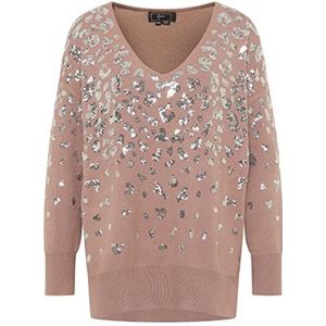 IDONY Dames gebreide trui 11019454-ID02, taupe zilver, XL/XXL, taupe zilver, XL/XXL