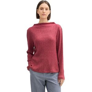 TOM TAILOR T-shirt met lange mouwen voor dames, 36489 - Deep Red Melange, XL