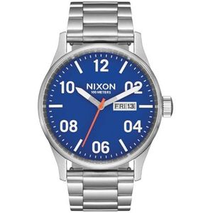 Nixon Unisex analoog Japans kwartsuurwerk horloge met roestvrij stalen armband A356-5211-00, zilver/blauw/wit