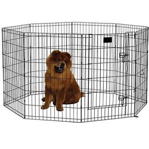 MidWest Homes for Pets Hondenoefenpen en box met deur; 60,96 cm bij 91,44 cm; zwart E-gecoat; 550-36DR