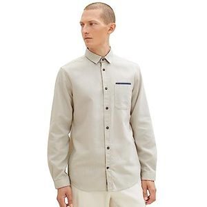 TOM TAILOR Heren Regular Fit Dobby overhemd met borstzak, 32300-off White Diamond Structuur, L