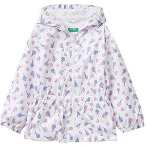 United Colors of Benetton Jas 2KHDGN019 jas voor halve seizoenen, wit met patroon 66Z, 82 meisjes, Wit A Fantasia 66z