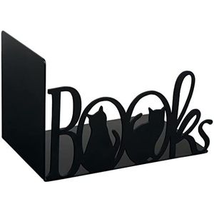 moses. Libri_x decoratieve boekensteun voor boeken, decoratieve boekenstandaard van metaal, zwarte boekensteun met cut-out belettering boek en katten