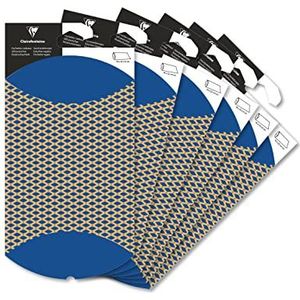 Clairefontaine 618005C – 6 geschenkzakjes opvouwbaar klein – 16 x 22 cm – motief: Geometrie blauw – Pillow Box – geschenkverpakking
