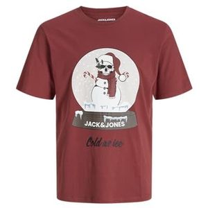 JACK & JONES Jjnoel Xmas Tee Ss Crew Neck Jnr voor heren, brick red, 152