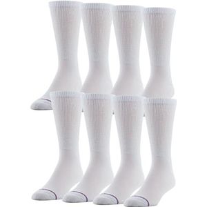 MediPEDS 8 Pair Diabetic Crew Socks with Non-Binding Top, White, Shoe Size: Men 12-15