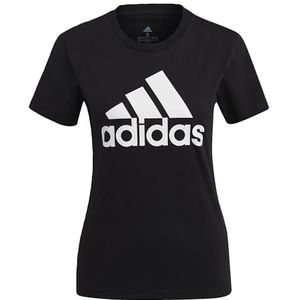 adidas Essentials Logo T-shirt voor dames (1 stuk), zwart/wit, XL kort