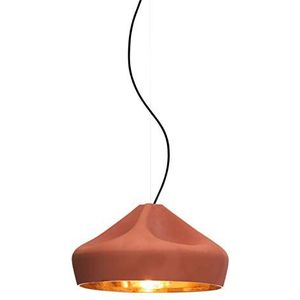 Hanglamp Pleat Box 24 E14 5-8W met keramische kap en email binnen bruin goud 21 x 21 x 18 cm (A636-182)