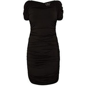 faina Dames mini jurk met korte mouwen 19227278-FA01, zwart, XL, Mini-jurk met korte mouwen, XL
