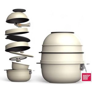 MasterPRO Share & Play Keukenhulpset, 10-delig, stapelbaar, afneembare handgreep, klein verpakkingsformaat, gegoten aluminium, anti-aanbaklaag Ceratech