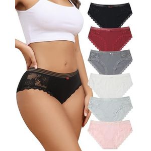 LEVAO Katoenen ondergoed dames bikini slipje ademend hipster stretch volledige slip multipacks S-XL, 6 Pack - Veelkleurig, L