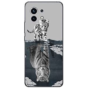 Beschermhoes voor Xiaomi Mi 11, motief: Kat met tijger, wit