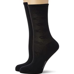 Calvin Klein Womens Monogram Mesh Classic Sock, Zwart, One Size (2 stuks)