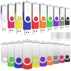 ABLAZE USB-stick 256MB 20 Stuks Meerkleurig Memory Stick 256MB USB 2.0-flashdrives Swivel geheugensticks Portable Data Storage met 20 lanyards