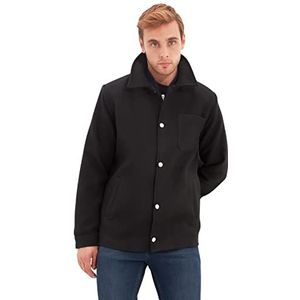 Trendyol Heren Turndown kraag effen normale winterjas jas, zwart, S, Zwart, S