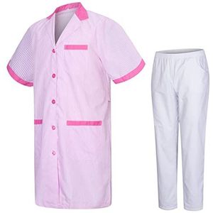 MISEMIYA - Sanitair uniform unisex medische sanitaire uniformen met witte broek T8162-8312-wit, Roze 22, XS