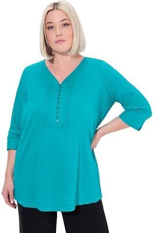 Ulla Popken - Tuniek - Azuur - Katoen - Driekwart Mouw