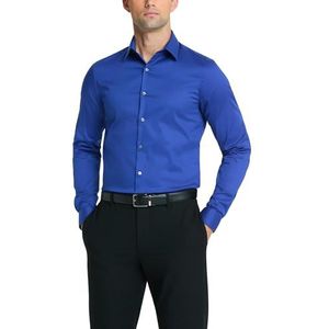 Van Heusen Men's Dress Shirt Slim Fit Flex Collar Stretch Solid, Royal Blue, 16.5"" Neck 36""-37"" Sleeve