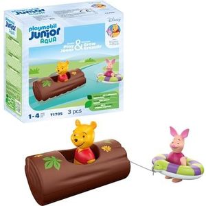 PLAYMOBIL JUNIOR Aqua & Disney 71705 Winnie's & Knorretjes wateravontuur, inclusief boot en zwemring, duurzaam speelgoed gemaakt van plantaardig plastic, speelgoed voor kinderen vanaf 1 jaar