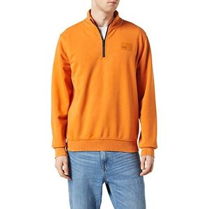 Street One MEN Heren Sweatshirt Troyer, pompoen oranje, XL