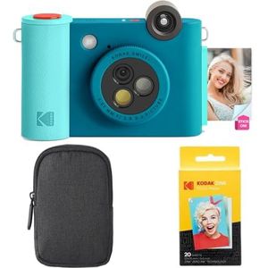KODAK Smile+ 2-in-1 Digitale Camera & Fotoprinter Starterpakket + Draagtas + Zink 20pk - Blauw, Starter Bundle, Blue