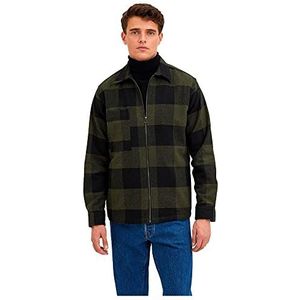 SELECTED HOMME Ls W Noos Overshirt met lange mouwen voor heren, Dark Olive/Checks: box, XL