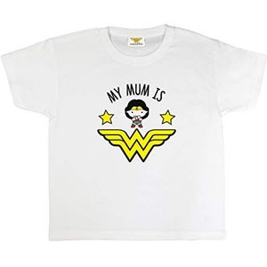 DC Comics Wonder Woman My Mum Is Wonder Woman T-shirt, Kinderen, Weiß, Officiële Koopwaar