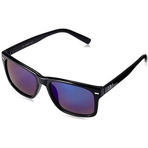 Dice Unisex zonnebril, glanzend zwart/blauw revo, één maat, D06210-26