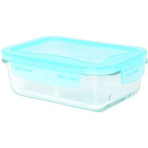 Excelsa Freshness Glass container, rechthoekig, 330 ml, lichtblauw