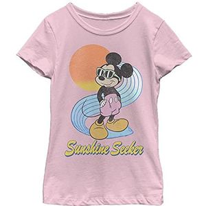 Disney Characters Sunshine Seeker Girl's Solid Crew Tee, Light Pink, X-Small, Rosa, XS