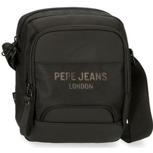 Pepe Jeans Bromley schoudertas middelgroot, zwart 17x22x8 cm polyester, Zwart, Eén maat, Middelgrote schoudertas