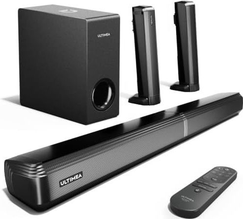 ULTIMEA 4.1-kanaals soundbar voor tv's met subwoofer, app-bediening, deelbare 2-in-1 soundbar, Bluetooth 5.3, tv-luidspreker met 3 EQ-modi, HDMI ARC/Optisch/Aux, Apollo S50, 2025 versie