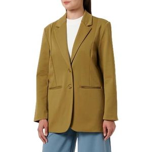 ICHI IHKATE SUS oversized BL damesblazer, lange blazer met knopen, stretch en reverskraag, Green 180629/Lizard, L