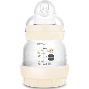 MAM - Easy Start Anti-koliek babyfles 0 maanden extra langzame doorstroming (130 ml) katoen - fles ter vermindering van koliek en klachten van de baby - babyfles compatibel met borstvoeding