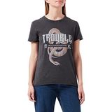 ONLY Onllucy Reg S/S Top Jrs Noos T-shirt dames, zwart/Bedrukking: trouble Snake, L