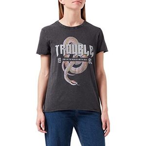 ONLY Onllucy Reg S/S Top Jrs Noos T-Shirt dames,Zwart/Print: trouble Snake,XS