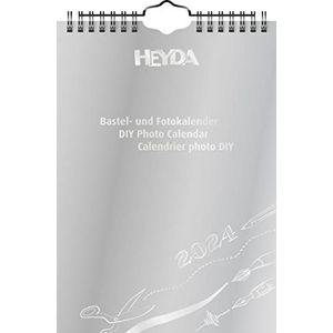 Heyda Knutselkalender 2024 1 vel = 1 maand A5 voorblad: zilverkleurig, maandbladen: zwart