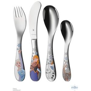 WMF Kids Bestekset Disney Frozen 1286006040 4-delig (Kindermes, vork, lepel en kleine lepel), Cromargan® 18/10 RVS, Kindvriendelijk, Veilig, Ergonomisch, Vaatwasmachinebestendig, Vanaf 3 jaar