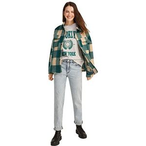 Springfield Geruit overhemd van polyester, gerecycled, jas, donker kaki, regular voor dames, donker kaki, S