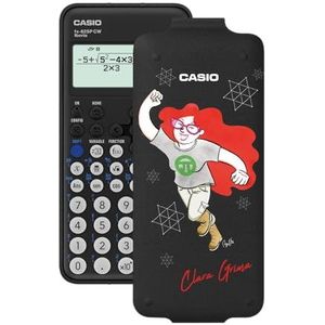 Casio FX-82SP CW Wetenschappelijke rekenmachine, met helder Grima geïllustreerd door Raquel Gu, aanbevolen voor het Spaanse en Portugese cv, 5 talen, meer dan 300 functies, donkergrijs