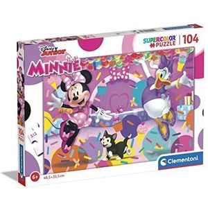 Clementoni Disney Minnie Supercolor Minnie-104 stukjes, Made in Italy, kinderen 6 jaar, cartoon, muis, puzzel, meerkleurig, medium, 25735