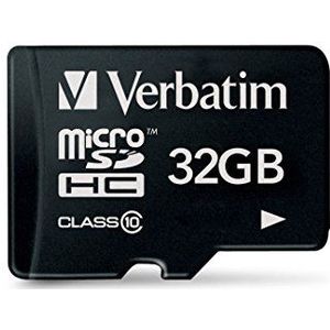 Verbatim 44013 microSDHC - 32 GB geheugenkaart, klasse 10, leessnelheid tot 90 MB/s, zwart