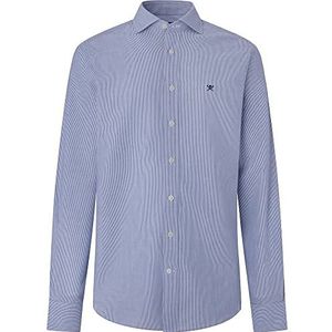 Hackett London Essential Fine Stripe Overhemd voor heren, 8 aswit/blauw, L