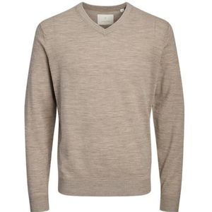 JACK & JONES Jprccmerino Knit V-hals, grijsbeige, S