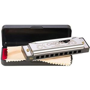 Cascha mondharmonica in Bb-Dur inclusief case en verzorgingsdoek, Special Blues Country Mouth Harmonica, voor beginners en kinderen, zilver