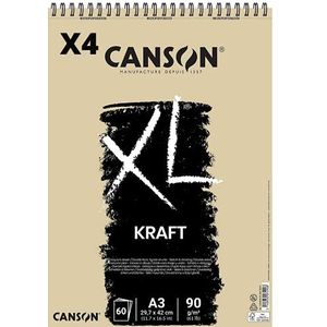 Canson XL Kraft Spiraalalbum, microgeperforeerd, A3, 60 vellen, 90 g, beige