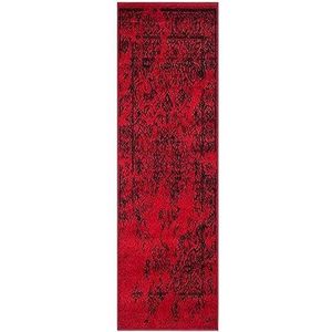 SAFAVIEH Distressed tapijt voor woonkamer, eetkamer, slaapkamer - Adirondack Collection, korte pool, rood en zwart, 91 x 152 cm