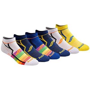Saucony Bolt Performance Comfort Fit Onzichtbare sokken voor heren, Verschillende heldere kleuren (6 paar)