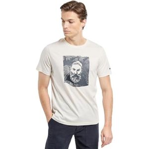 Armor Lux Lichtgewicht katoenen T-shirt met zeefdruk, Marine H24/Natuur, S