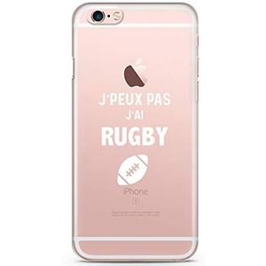 Zokko Beschermhoes voor iPhone 6/6S, Jpeux Pas J'Ai Rugby, zacht, transparant, witte inkt.